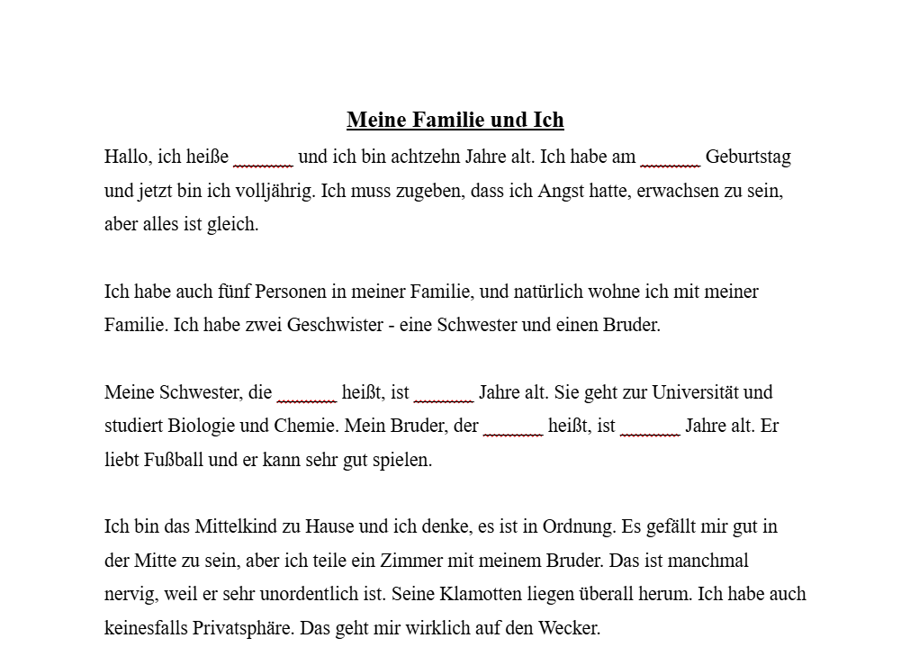 H1 Leaving Cert German Oral Notes